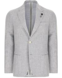 Lardini - Jassen ,Grijs ,Leer Giacca Roma Blazer - Lyst