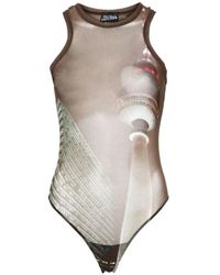 Jean Paul Gaultier - Stad Gedrukt Mesh Crew Neck Top - Lyst