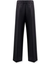 Semicouture - Zwarte Wijde Pijp Broek Van Wol - Lyst