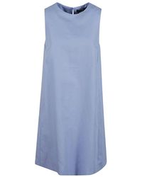 Weekend by Maxmara - Blaues baumwollleinenkleid mit taschen - Lyst