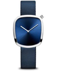 Bering - Accessoires ,Blauw Quartz Roestvrij Staal Zilver-Blauw Milanese Armbandhorloge 18034-307 - Lyst