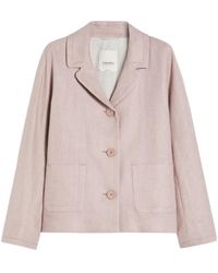 Max Mara - Jassen ,Paars ,Linnen Lila Linnenmix Jas Met Enkele Knoop - Lyst