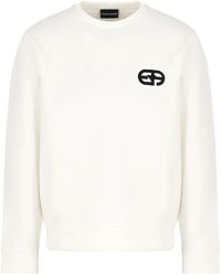 Emporio Armani - Weißer pullover langarm besticktes logo - Lyst