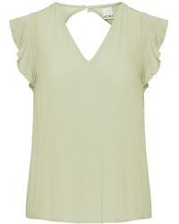 Ichi - Elegante V-Hals Blouse Met Ruches Mouwen - Lyst