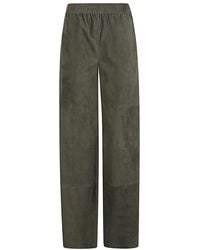 Via Masini 80 - Broeken ,Groen ,Leren Wijde Pijp Broek Bruin - Lyst