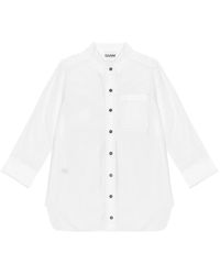 Ganni - Camisa blanca de popelina de algodón - Lyst