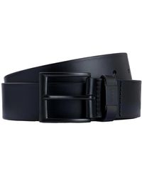 BOSS - Cintura in pelle minimalista con logo - nero - Lyst
