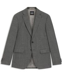 HUGO - Graue Mikromuster Slim Fit Jacke - Lyst