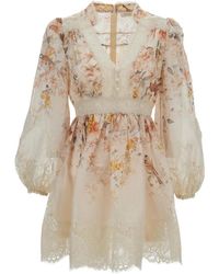 Zimmermann - Kleedjes ,Linnen Luna Lace Mini Dress - Lyst