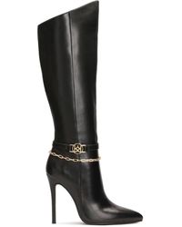 Kazar - Schoenen ,Zwart ,Leer Zwarte Hoge Stiletto Laarzen Met Decoratieve Ketting. Dit Product Valt Groot Uit - Lyst