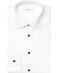 Eton - Weißes signature twill hemd mit schwarzen kontrastdetails - Lyst