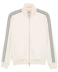 Peserico - Hoodies & Sweatvesten ,Wit ,Sweatshirt Met Rits En Zijstreep - Lyst