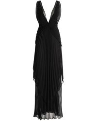 Genny - Langes Kleid Mit Plisseefalten Und V-Ausschnitt - Lyst