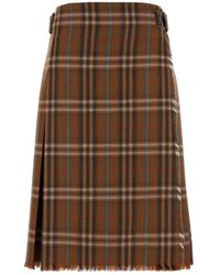 Burberry - Buckled Pleated Midi Skirt - Lyst