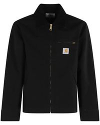 Carhartt - Jassen ,Zwart ,Katoen Zwarte Grafische Jas Met Geribbelde Kraag - Lyst