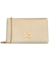 Kazar - Kleine Goldene Tasche An Einer Kette Mit Einem Großen Monogramm - Lyst