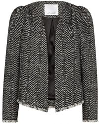 co'couture - Zwarte Boucle Jas Blazer Stijlvol - Lyst