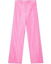 Stand Studio - Broeken ,Roze ,Leer Wijde Broek Van Synthetisch Leer - Lyst