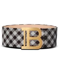 Balmain - Gürtel b-belt mit karierter stickerei - Lyst