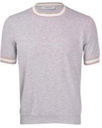 Gran Sasso - T-shirt a righe in cotone maglia con dettagli - Lyst