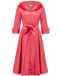 Joseph Ribkoff - Kleedjes ,Roze ,Polyester Midi Overhemdjurk Met Strikceintuur - Lyst