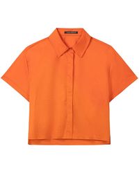 Luisa Cerano - Overhemden ,Oranje ,Korte Boxy-Cut Blouse - Lyst