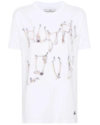 Vivienne Westwood - Top in jersey bianco morbido con stampa bones n chain - Lyst