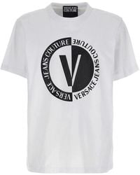 Versace Jeans Couture - Weißes Kurzarm-T-Shirt 74Gahi07Cj001003 - Lyst