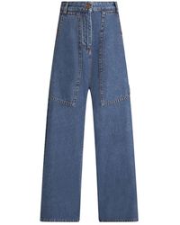 Etro - Blaue cargo-jeans mit gesticktem pegasus-logo - Lyst