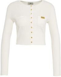Elisabetta Franchi - Truien & Vesten ,Leer Long-Sleeve Knit Cardigan - Lyst
