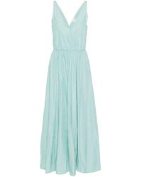 Forte Forte - Klares blaues taffeta v-ausschnitt kleid - Lyst