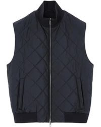 Loro Piana - Jassen ,Blauw ,Blauwe Gewatteerde Vest Met Hoge Hals - Lyst