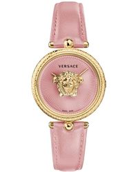 Versace - Palazzo rosa und gold lederuhr - Lyst