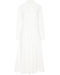 Forte Forte - Kleedjes ,Wit ,Katoen Poplin Overhemdjurk Met Wijd Uitlopende Rok - Lyst