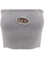 DIESEL - Geripptes crop top mit oval d-detail - Lyst