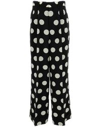 Junya Watanabe - Broeken ,Zwart ,Polyester Polka-Dot Wijde Broek - Lyst
