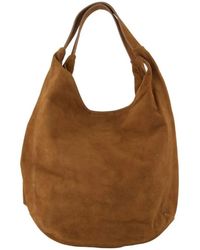 Samsøe & Samsøe - Tassen ,Bruin ,Leer Bruine Leren Shopper Tas - Lyst
