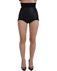 Dolce & Gabbana - Schwarze Baumwoll-High-Waist-Shorts - Lyst
