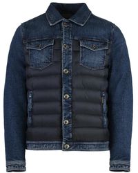 Moorer - Denimjacke mit gesteppten nylon-einsätzen - Lyst