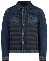Moorer - Jassen ,Blauw ,Denim Denim Jack Met Gewatteerde Nylon Inzetstukken - Lyst