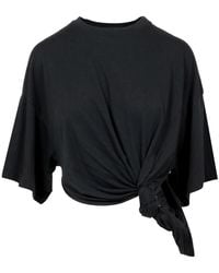 Sportmax - Tops ,Zwart ,Katoen Zwarte Katoenen Crew Neck Shirt - Lyst