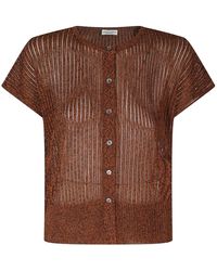 Roberto Collina - Geribbelde Cardigan Met Korte Mouwen - Lyst