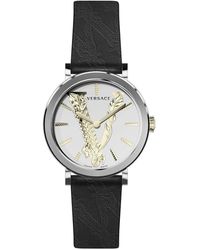 Versace - Virtus barocca orologio con cinturino in pelle - Lyst