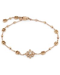 Gucci - Flora armband aus 18 kt roségold und diamanten - Lyst