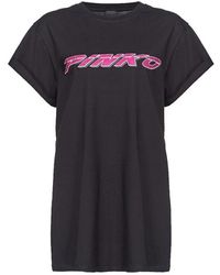 Pinko - Camiseta de jersey de algodón negro telesto - Lyst