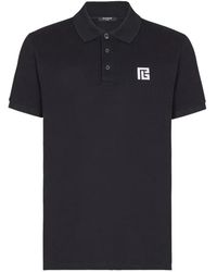 Balmain - Tops ,Zwart ,Katoen Geborduurde Katoenen Polo - Lyst