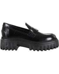 Hogan - Schoenen ,Zwart ,Leer Zwarte Loafer Van Lakleer Met Rubberen Zool - Lyst