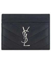 Saint Laurent - Accessoires ,Zwart ,Leer Cassandre Matelassé Kaarthouder - Lyst