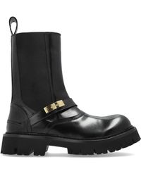 Moschino - Schoenen ,Zwart ,Leer Enkellaarzen Met Logo - Lyst