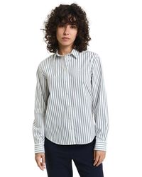 GANT - Overhemden ,Wit ,Katoen Regular Fit Gestreept Poplin Overhemd - Lyst